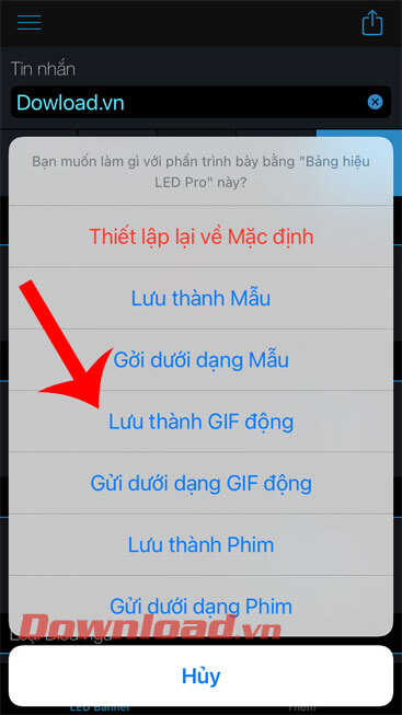 Nhấn vào mục Lưu thành GIF động