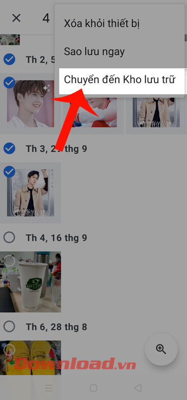 Chọn mục Chuyển đến kho lưu trữ