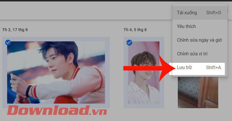 Nhấn vào mục Lưu trữ