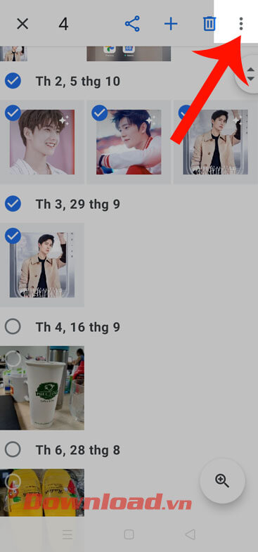 Nhấn vào biểu tượng dấu ba chấm