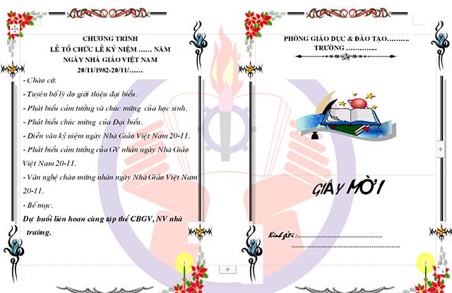 Giấy mời dự Lễ kỷ niệm 20/11
