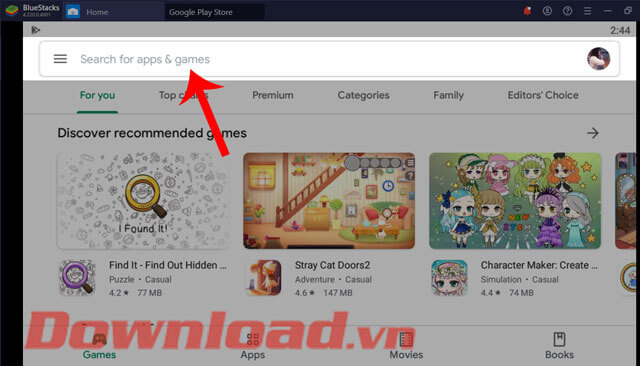 Nhấn vào ô tìm kiếm