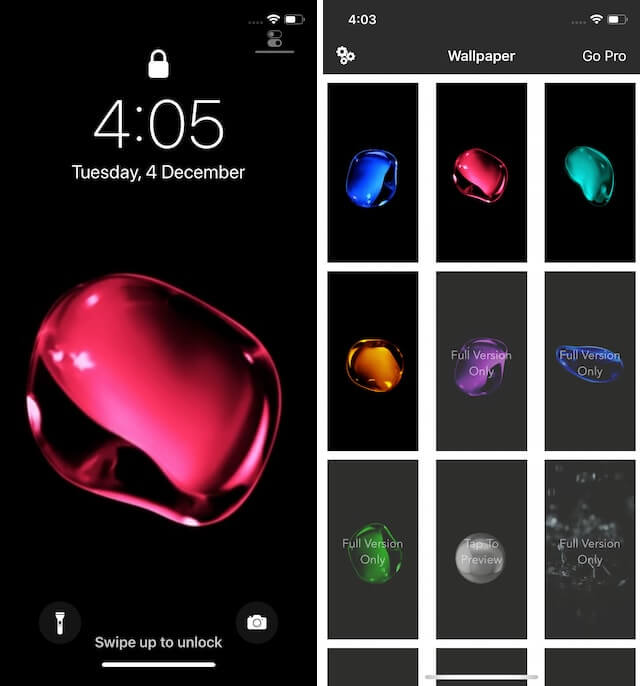App hình nền động Black Lite – Live Wallpapers cho iOS