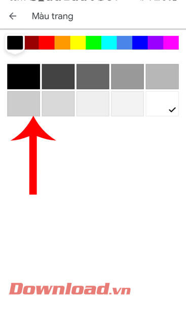 Chọn màu sắc cho trang tài liệu