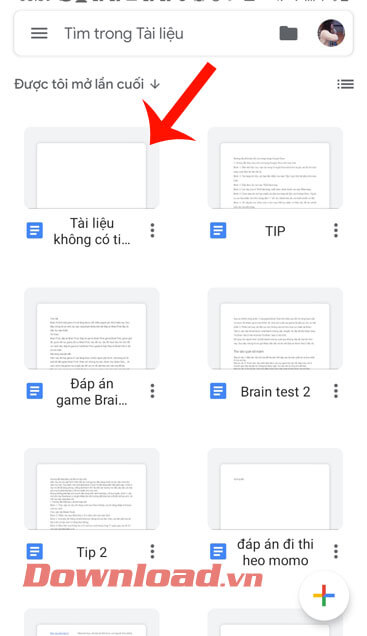 Nhấn vào một trang tài liệu bất kỳ