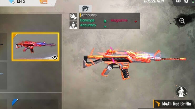 Skin súng Free Fire M4A1 Red Griffin