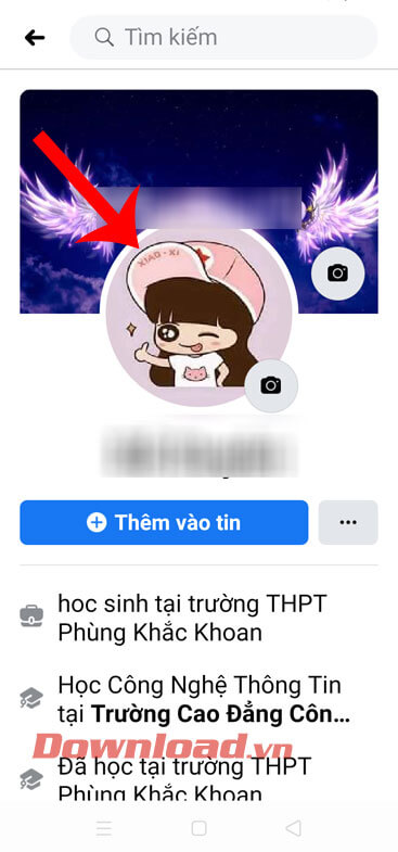 Nhấn vào ảnh đại diện
