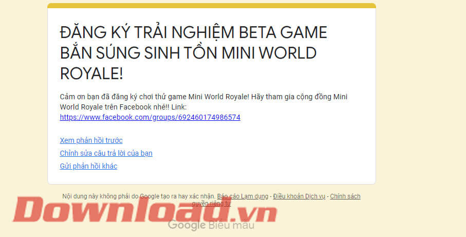 Đã gửi bản đăng ký