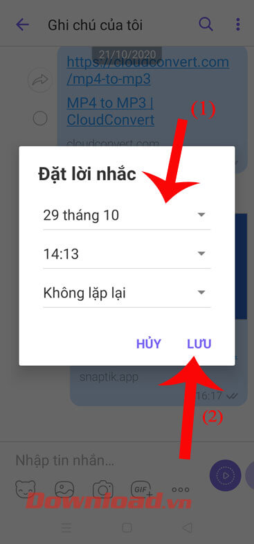 Cài đặt thời gian nhắc nhở