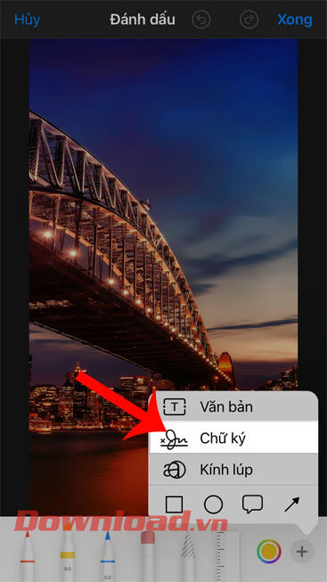 Chọn mục Kính lúp
