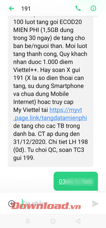 Cú pháp tặng data cho bạn bè