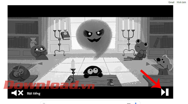 Ấn vào hình tam giác