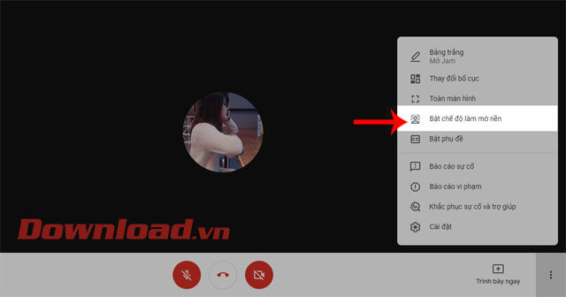 Ấn vào mục Bật chế độ làm mờ nền