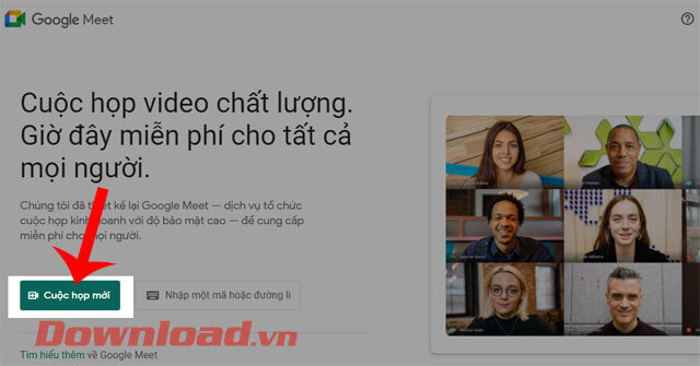 Nhấn vào nút Cuộc họp mới