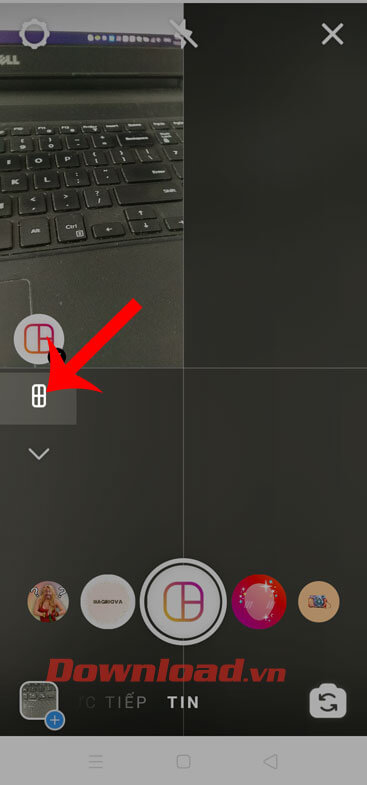 Chạm vào biểu tượng của khung hình