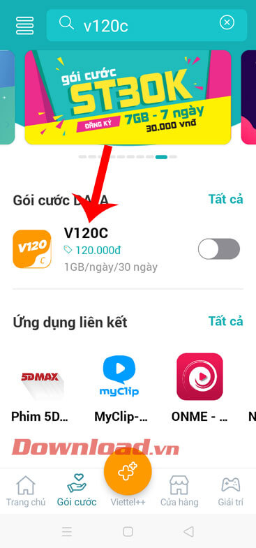 Tìm kiếm gói cước V120C
