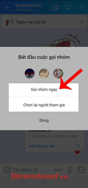Nhấn vào mục Chọn lại người tham gia