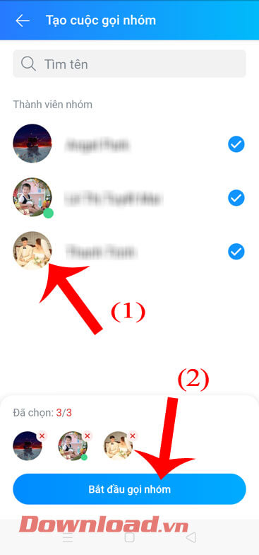 Chọn thành viên tham gia