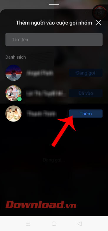 chọn và thêm thành viên