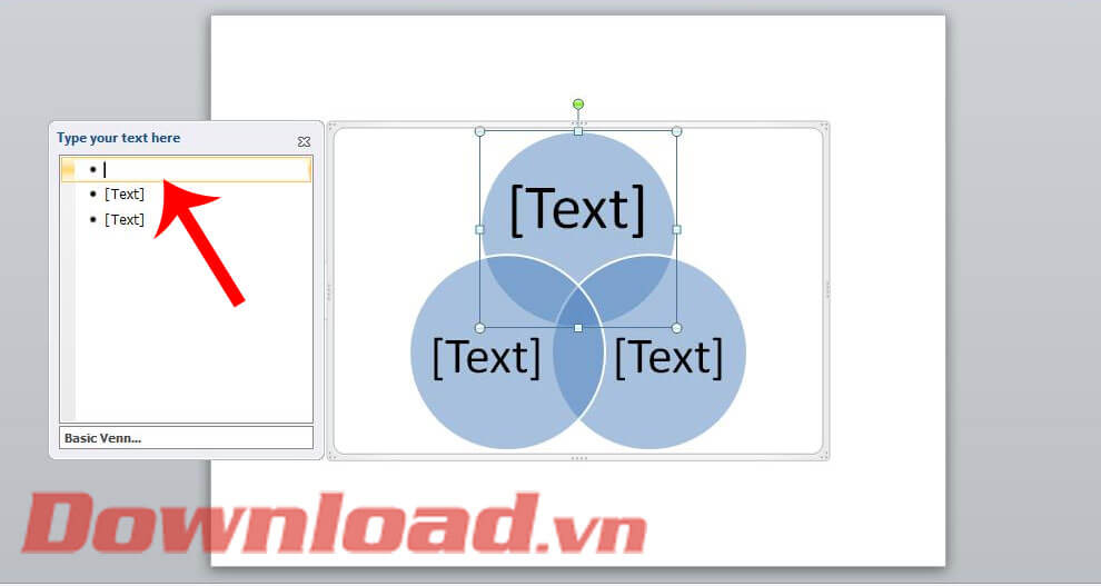 Nhập nội dung vào biểu đồ