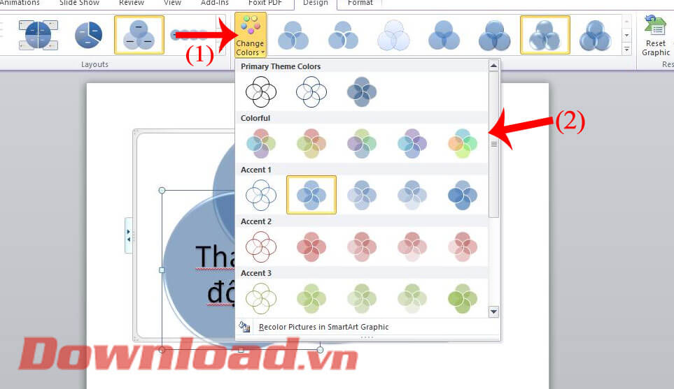 Chọn màu sắc của sơ đồ