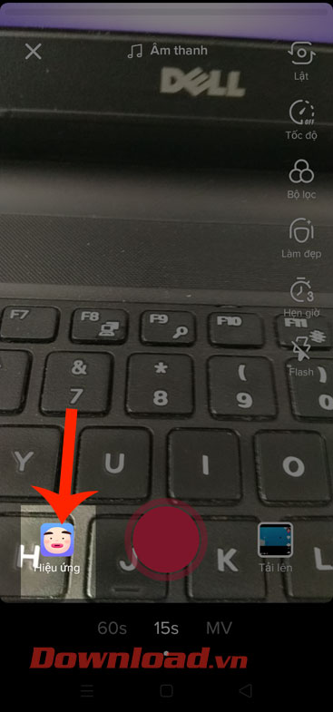 Ấn vào mục Hiệu ứng