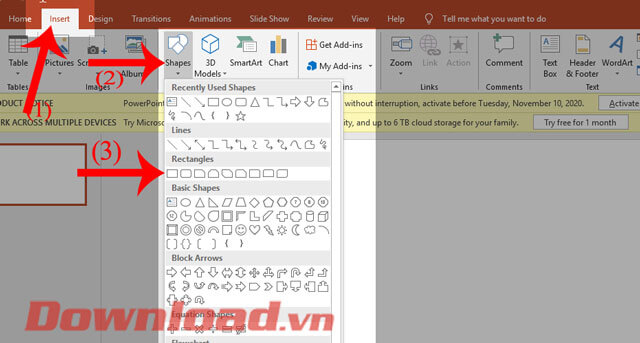 Tạo shape hình chữ nhật