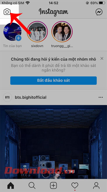  Nhấn vào biểu tượng máy ảnh
