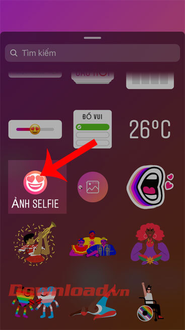 Chọn nhãn dán Ảnh selfie