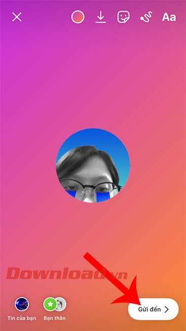 Chạm nút Gửi đến