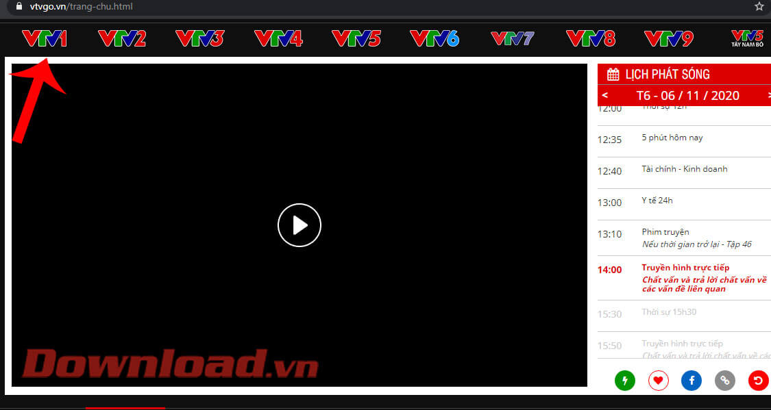 Nhấn vào kênh truyền hình