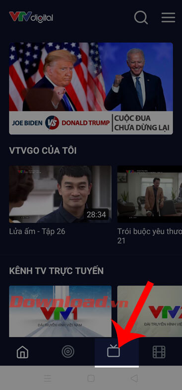 Nhấn vào biểu tượng Tivi