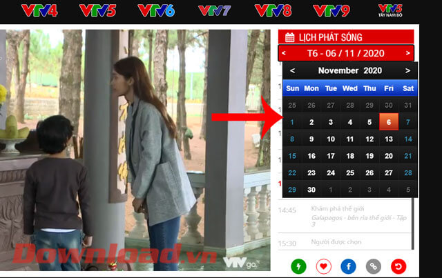 Ấn vào lịch phát sóng