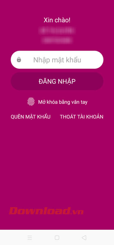 Đăng nhập ứng dụng MOMO