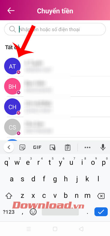 Nhập số điện thoại hoặc tên tài khoản MOMO