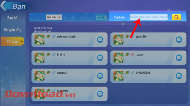 Nhập mã ID hoặc tên tài khoản 