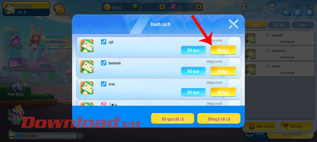 Chạm vào nút Đồng ý