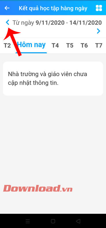 Nhấn vào biểu tượng mũi tên