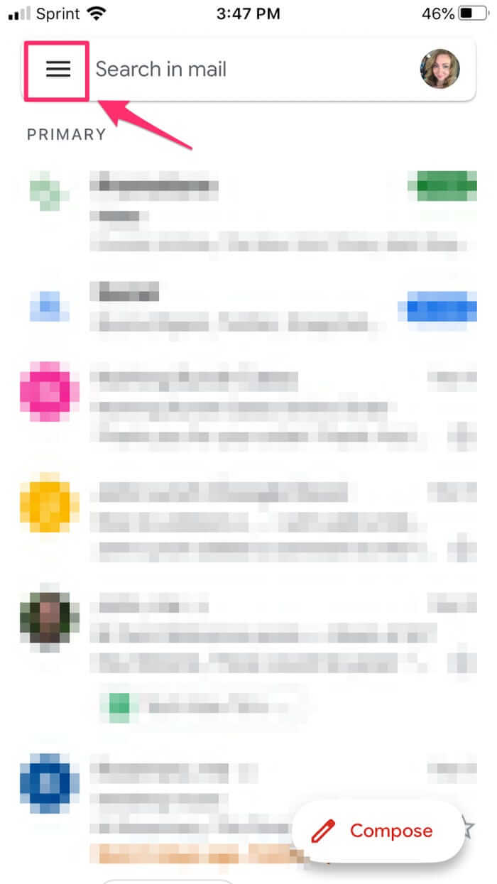 Menu Gmail