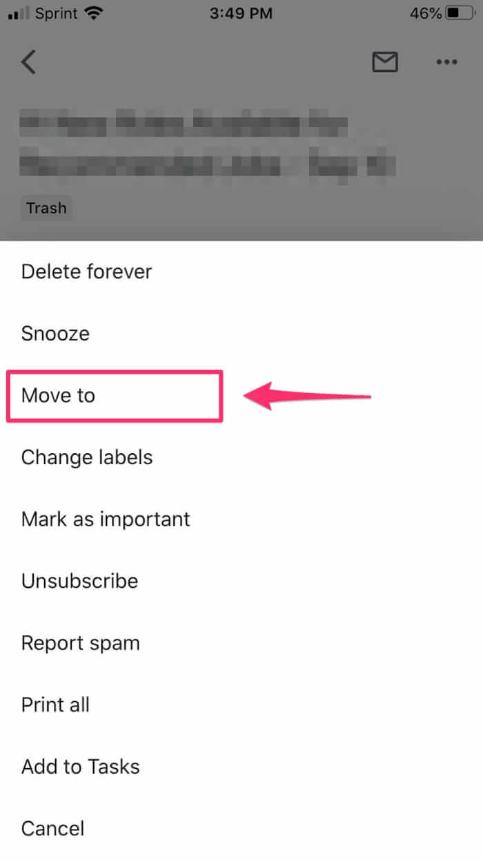 Chuyển email khỏi thùng rác