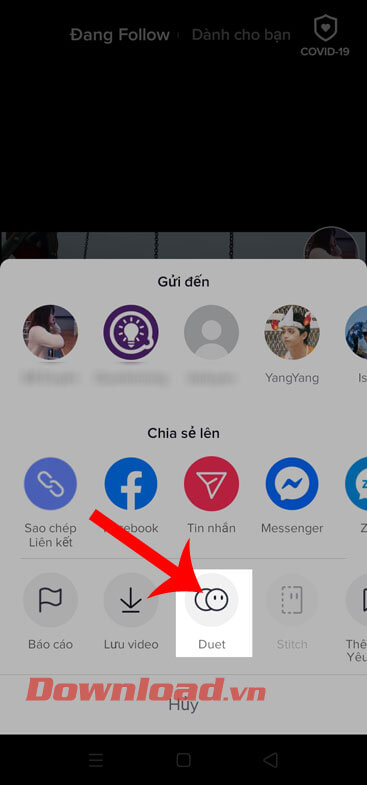 Nhấn vào mục Duet
