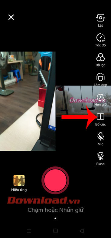 Ấn vào mục Bố cục