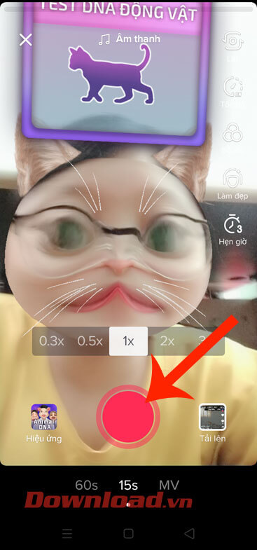 Nhấn và giữ vào hình tròn 