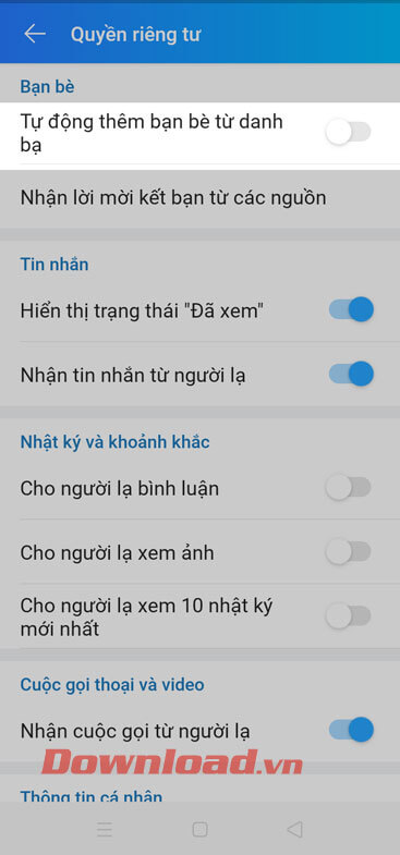 Tắt tính năng thêm bạn bè từ danh bạ