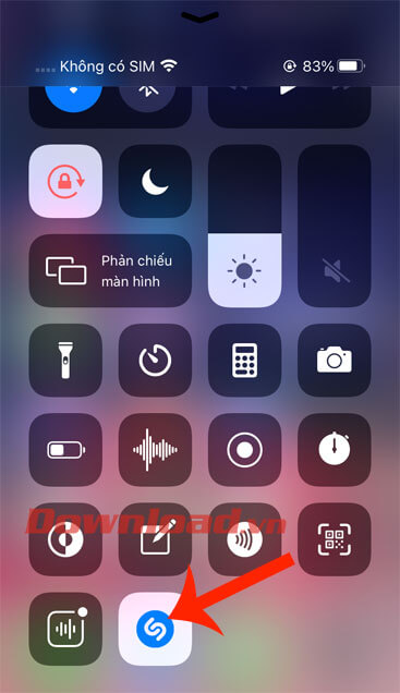Chạm vào biểu tượng Shazam