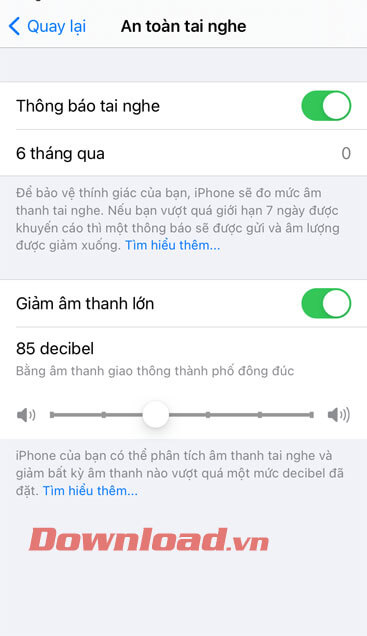 Đã mở tự động giảm âm thanh tai nghe
