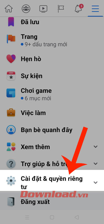 Ấn vào nút Cài đặt & Quyền riêng tư