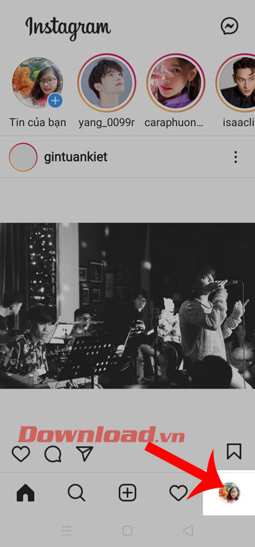 Nhấn vào biểu tượng tài khoản