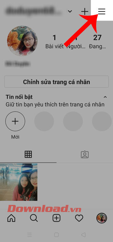 Ấn vào biểu tượng ba dấu gạch ngang