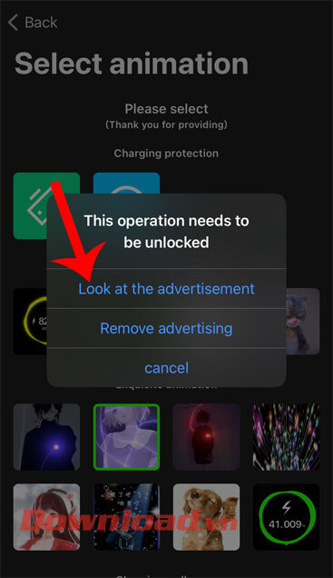 Chạm vào mục Look at the advertisement